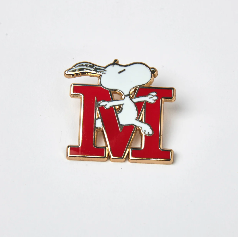 PEANUTS M ALPHABET ENAMEL PIN